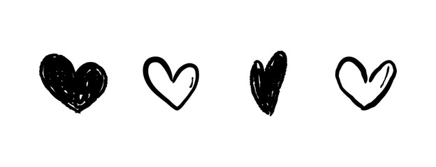 Heart doodle collection. Valentine's day love symbol. Hand drawn hearts.