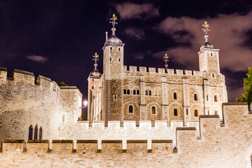 Fototapeta na wymiar Night view of Tower of London castle, United Kingdom
