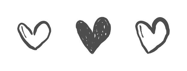 Heart doodle collection. Valentine's day love symbol. Hand drawn hearts.