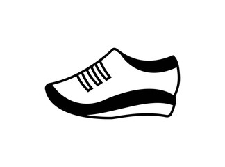 Icon of Shoes with Modern Concept. Design in Black Style Isolated on White Background. Suitable for Shoes Store Sign and More. Vector Illustration