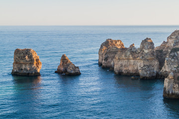 Fototapeta premium Rocky cliffs near Lagos, Portugal