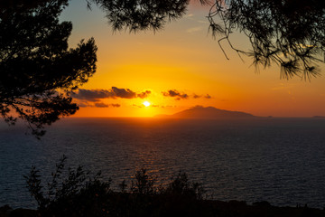 Fototapeta na wymiar Beautiful sunset in Anacapri, Italy