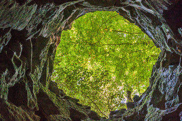 Stone well in Quinta da Regaleira complex in Sintra, Portugal