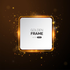 Obraz premium Golden frame with lights effects,Shining luxury banner vector illustration