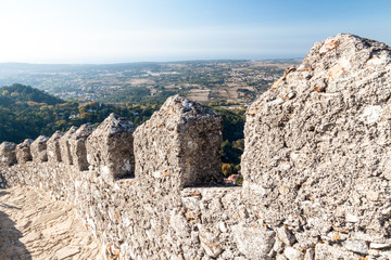 Ramparts of the Castelo dos Mouros castle in Sintra, Portugal