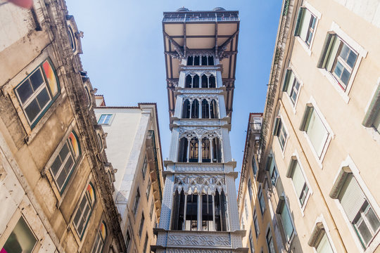 Santa Justa Elevator In Lisbon, Port