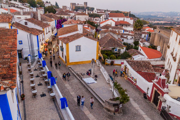 OBIDOS, PORTUGAL - OCTOBER 11, 2017: Evening in Obidos village.
