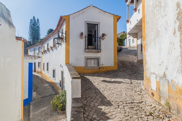 Fototapeta na wymiar Cobbled streets in Obidos village, Portugal