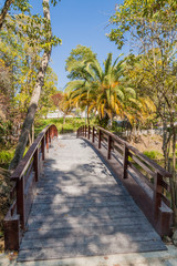 Foot bridge at Parque Infante Dom Pedro park in Aveiro, Portugal