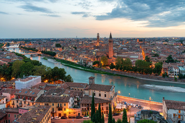 Beautiful aerial view of Verona, Italy