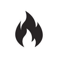 Fire flame logo vector illustration design template. Fire flame icon. Black icon isolated on white background. Fire flame silhouette. Simple icon.
