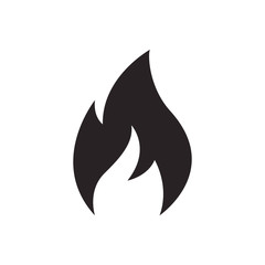 Fire flame logo vector illustration design template. Fire flame icon. Black icon isolated on white background. Fire flame silhouette. Simple icon.