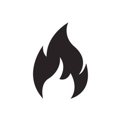 Fire flame logo vector illustration design template. Fire flame icon. Black icon isolated on white background. Fire flame silhouette. Simple icon.