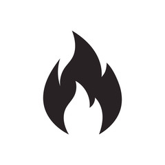 Fire flame logo vector illustration design template. Fire flame icon. Black icon isolated on white background. Fire flame silhouette. Simple icon.