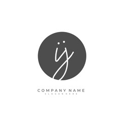 Handwritten initial letter I J IJ for identity and logo. Vector logo template with handwriting and signature style.