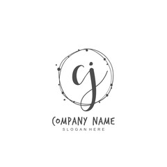 Handwritten initial letter C J CJ for identity and logo. Vector logo template with handwriting and signature style.