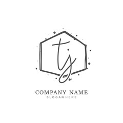 Handwritten initial letter T J TJ for identity and logo. Vector logo template with handwriting and signature style.