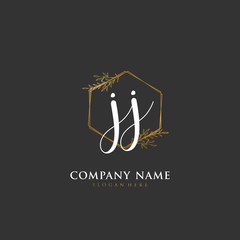 Handwritten initial letter J JJ for identity and logo. Vector logo template with handwriting and signature style.