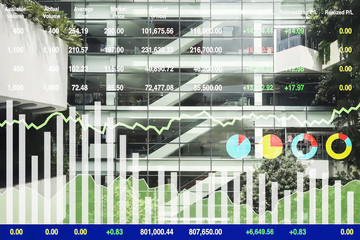 Business financial stock index data show growth rate  successful  investment  on department store for report and presentaion background.