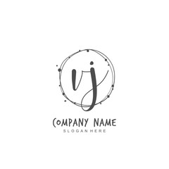 Handwritten initial letter V J VJ for identity and logo. Vector logo template with handwriting and signature style.