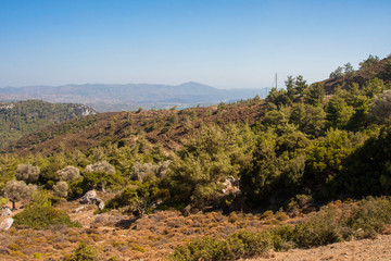 Fototapeta na wymiar beautiful view of the mountains of Rhodes