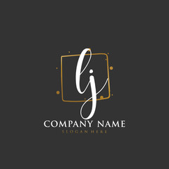 Handwritten initial letter L J LJ for identity and logo. Vector logo template with handwriting and signature style.