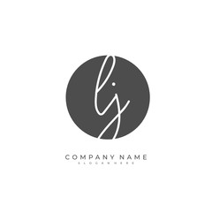 Handwritten initial letter L J LJ for identity and logo. Vector logo template with handwriting and signature style.