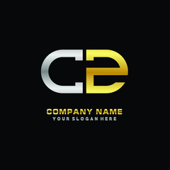 Obraz premium CZ initial letters looping linked oval elegant logo silver, gold