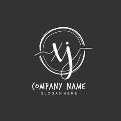 Handwritten initial letter X J XJ for identity and logo. Vector logo template with handwriting and signature style.