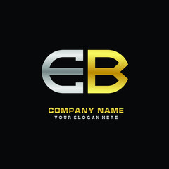Obraz premium EB initial letters looping linked oval elegant logo silver, gold