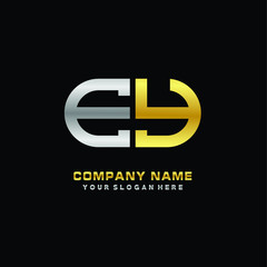 EY initial letters looping linked oval elegant logo silver, gold
