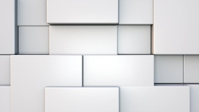 Computer generated background transformation of large rectangles into small. 3d rendering geometric wall