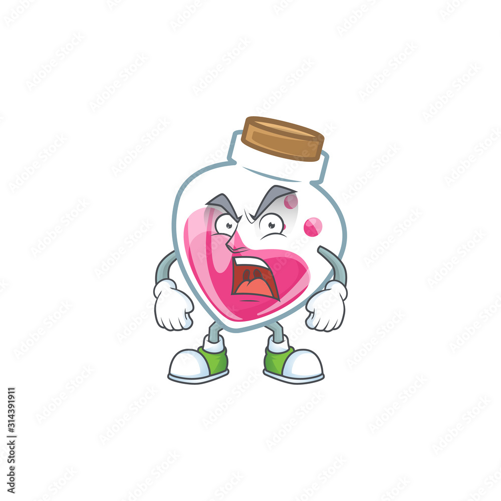 Sticker Pink potion cartoon character design having angry face