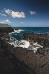 Fototapeta na wymiar Beautiful Hawaiian Landscape with Seaside Coastal Background and Rocky Landscape