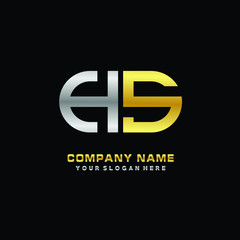 Obraz premium HS initial letters looping linked oval elegant logo silver, gold