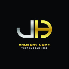 Obraz premium JK initial letters looping linked oval elegant logo silver, gold