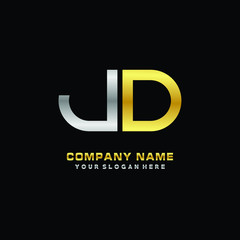 JO initial letters looping linked oval elegant logo silver, gold