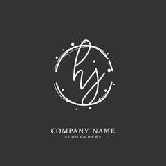 Handwritten initial letter H J HJ for identity and logo. Vector logo template with handwriting and signature style