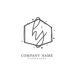 Handwritten initial letter H J HJ for identity and logo. Vector logo template with handwriting and signature style