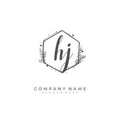 Handwritten initial letter H J HJ for identity and logo. Vector logo template with handwriting and signature style