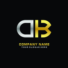 OB initial letters looping linked oval elegant logo silver, gold