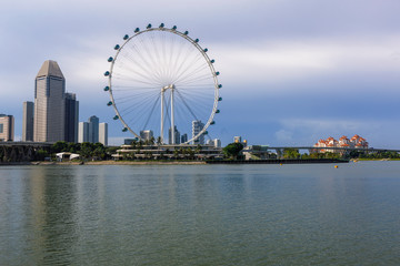 Obraz premium View to Ferris Wheel from Garden by the Bay, Singapore