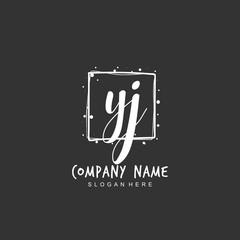 Handwritten initial letter Y J YJ for identity and logo. Vector logo template with handwriting and signature style.