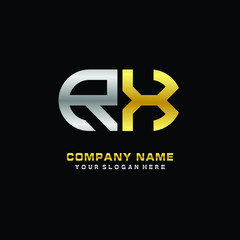 Fototapeta premium RX initial letters looping linked oval elegant logo silver, gold