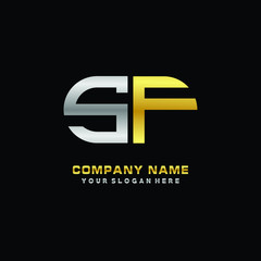 Obraz premium SF initial letters looping linked oval elegant logo silver, gold