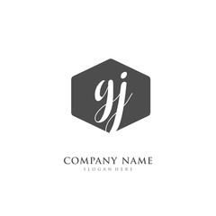 Handwritten initial letter G J GJ for identity and logo. Vector logo template with handwriting and signature style.