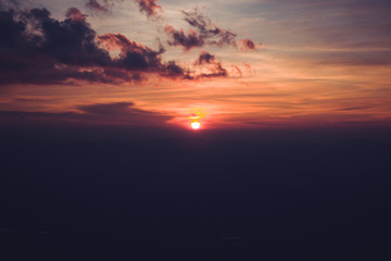 sunset and twilight light in the forest on the mountain