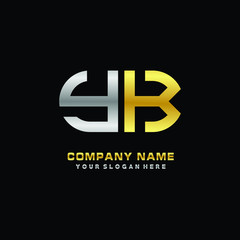 Obraz premium YK initial letters looping linked oval elegant logo silver, gold