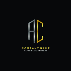 letter AC Minimalist style of gold and silver. luxury minimalist logo for business