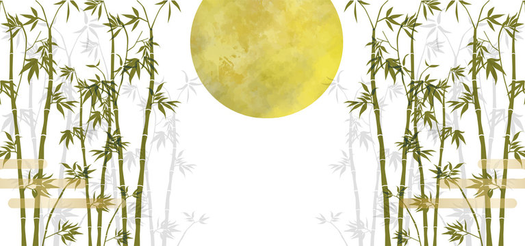竹 満月 竹林 霞雲 おしゃれ 水彩 手書き スーパームーン 背景 七夕 京都 Stock ベクター Adobe Stock